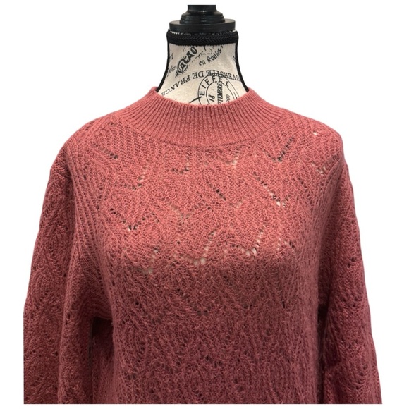 Heartloom Women's Pointelle Balloon Sleeve Pullover Sweater. Blush/Pink. Small - Picture 8 of 11